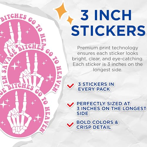 (3 Pack) Savage Decals - Even Bitches - Laptop Decals - 3 Inches On Longest Side - Easy Peel & Apply - Made in USA - 3MCS1014