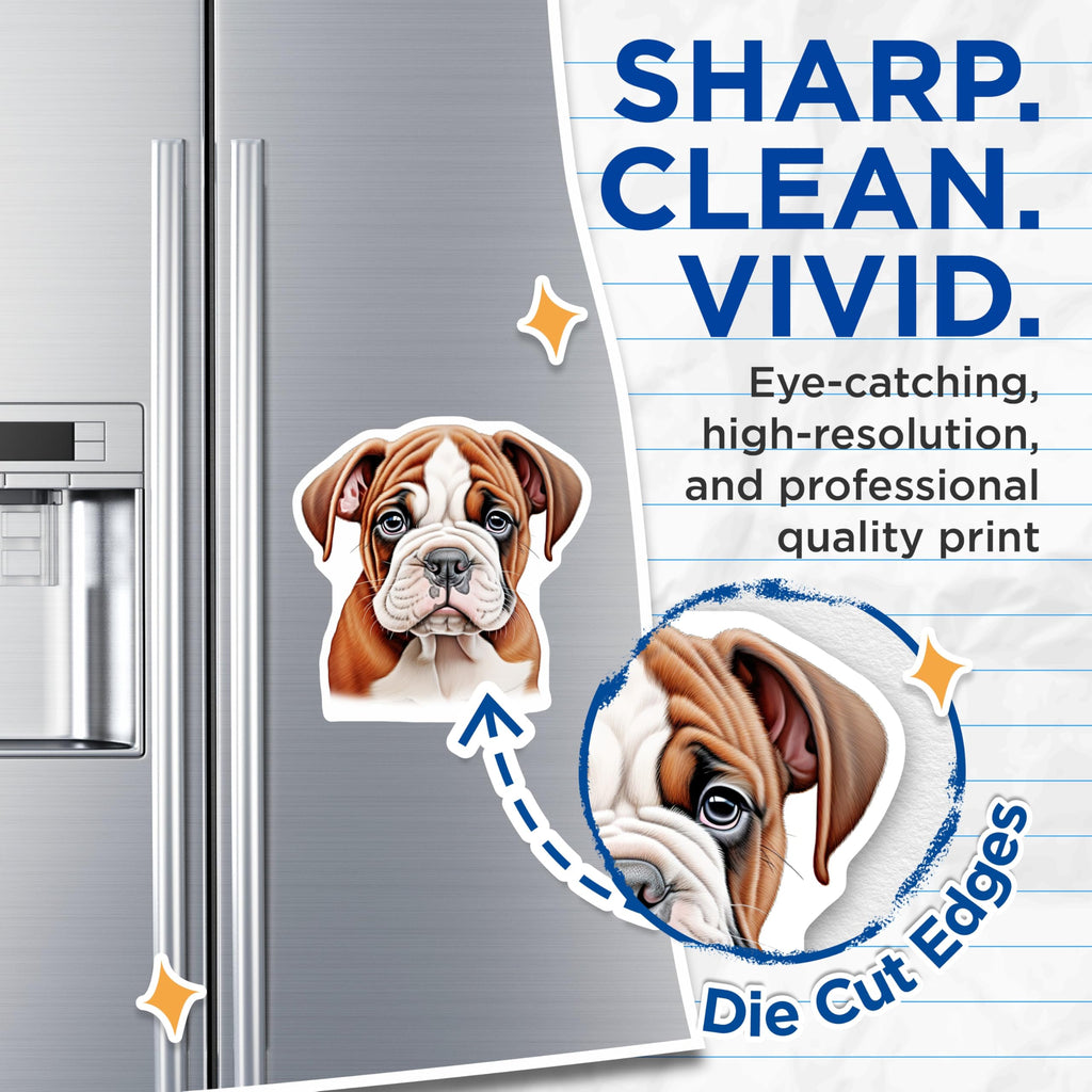 (2 Pack) Cute Bulldog Puppy Magnets - Dog Lover Pet Parent Gift - Refrigerator Locker Decor for Bulldog Owners - 5 Inches On Longest Side - Thick Durable Magnet - Made in USA - MAG29440