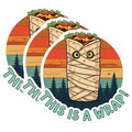 (3 Pack) Mummy Burrito Decals - This is A Wrap Pun - Halloween Laptop Decal - 3 Inches On Longest Side - Easy Peel & Apply - Made in USA - 3MCS4288