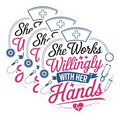 (3 Pack) Nurse Decals - She Works Willingly - Healthcare Worker- 3 Inches On Longest Side - Easy Peel & Apply - Made in USA - 3MCS5373