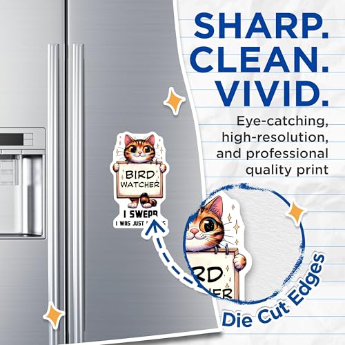 (2 Pack) Bird Watcher Magnets - Cute Cat - Funny Refrigerator - Cat Lovers Fridge Magnets - 5" On Longest Side - for Cars, Fridges, Toolboxes - Made in USA - MAG3731