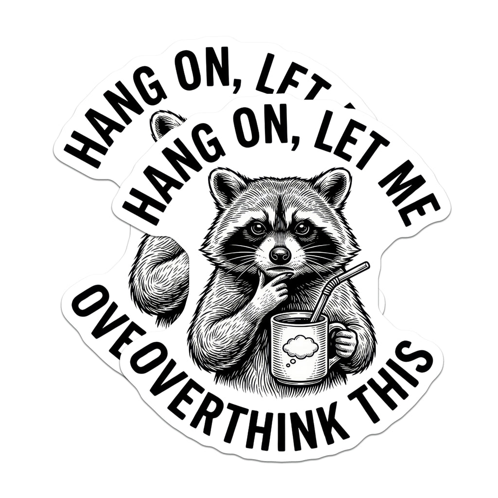 (2 Pack) Raccoon Overthinker Magnets - Funny Animal Meme - Introvert Humor Fridge Decor - 5 Inches On Longest Side - Thick Durable Magnet - Made in USA - MAG37226