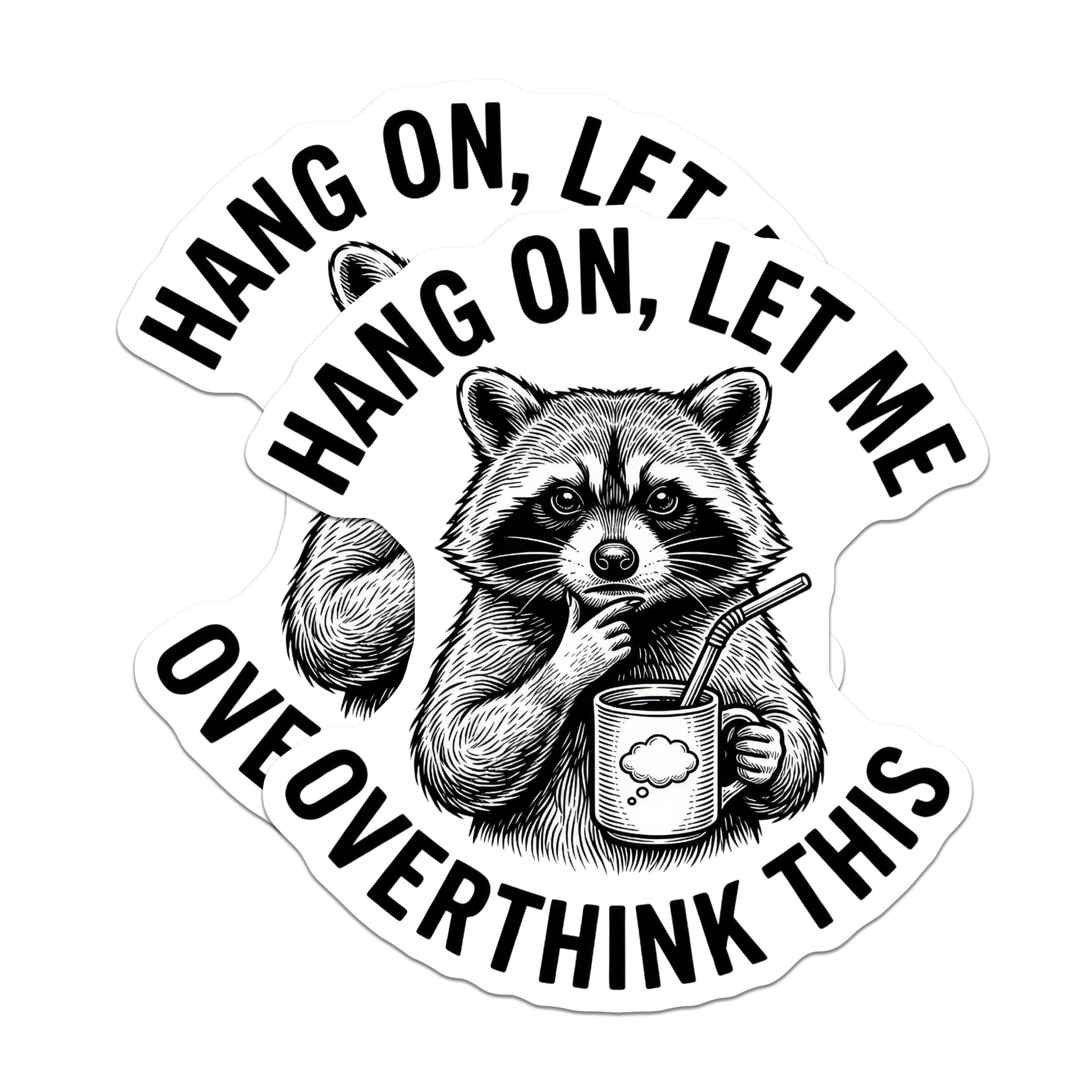 (2 Pack) Raccoon Overthinker Magnets - Funny Animal Meme - Introvert Humor Fridge Decor - 5 Inches On Longest Side - Thick Durable Magnet - Made in USA - MAG37226