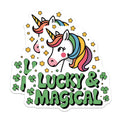 (2 Pack) Lucky and Magical Unicorn Stickers - Rainbow Unicorn Stickers - Cute Quotes Unicorn Stickers - 5" On Longest Side - Sticks to Smooth Flat Surfaces - Made in USA - BMCS3919