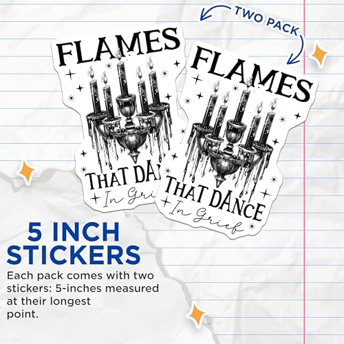 (2 Pack) Grief Flames Dancing Stickers - Gothic Candle Stickers - Emotive Art Stickers - 5" On Longest Side - Sticks to Any Smooth Flat Surface - Made in USA - BMCS3465