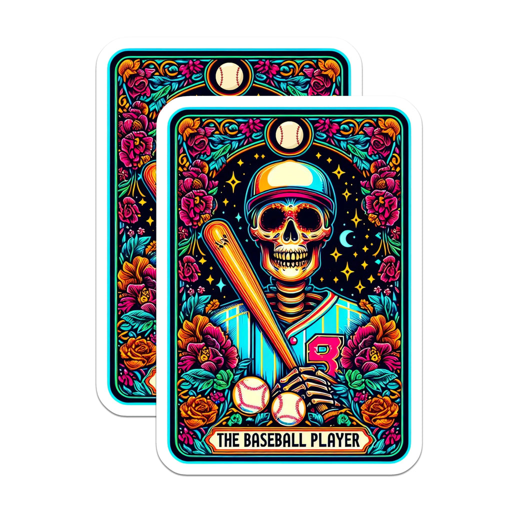 (2 Pack) Dia de Los Muertos Baseball Magnets - Sugar Skull Sports Player - Vibrant Skeleton Art Decor - 5 Inches On Longest Side - Thick Durable Magnet - Made in USA - MAG25737