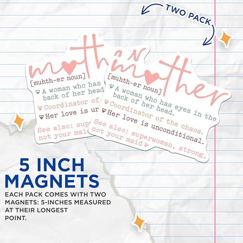 (2 Pack) Mother Definition Magnets - Dictionary Definition - Funny Home Magnet - Inspirational Quote - 5" On Longest Side - for Cars, Fridges, Toolboxes - Made in USA - MAG7056
