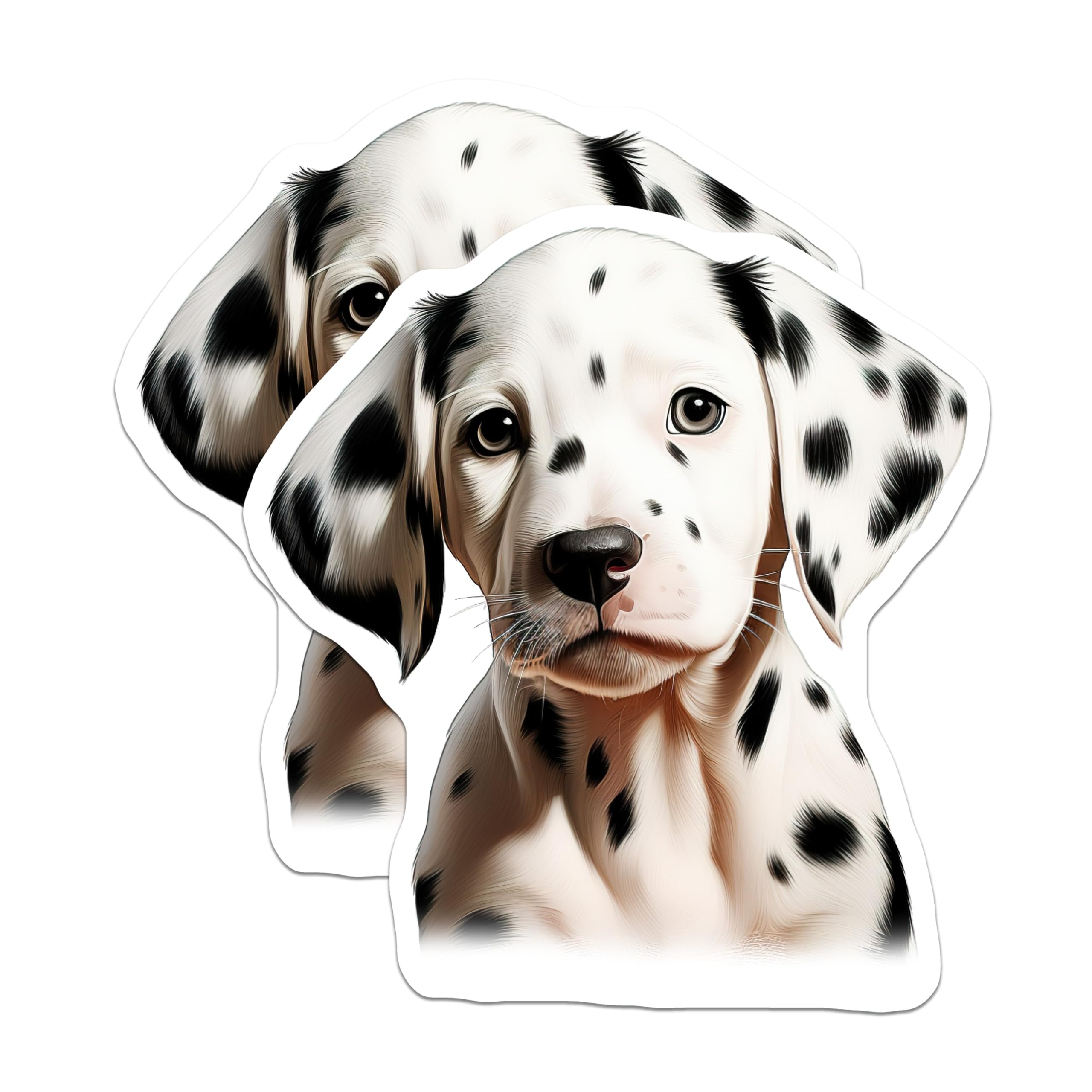 (2 Pack) Dalmatian Puppy Magnets - Cute Spotted Dog Artwork - Animal Lover Fridge Locker Decor - 5 Inches On Longest Side - Thick Durable Magnet - Made in USA - MAG24417
