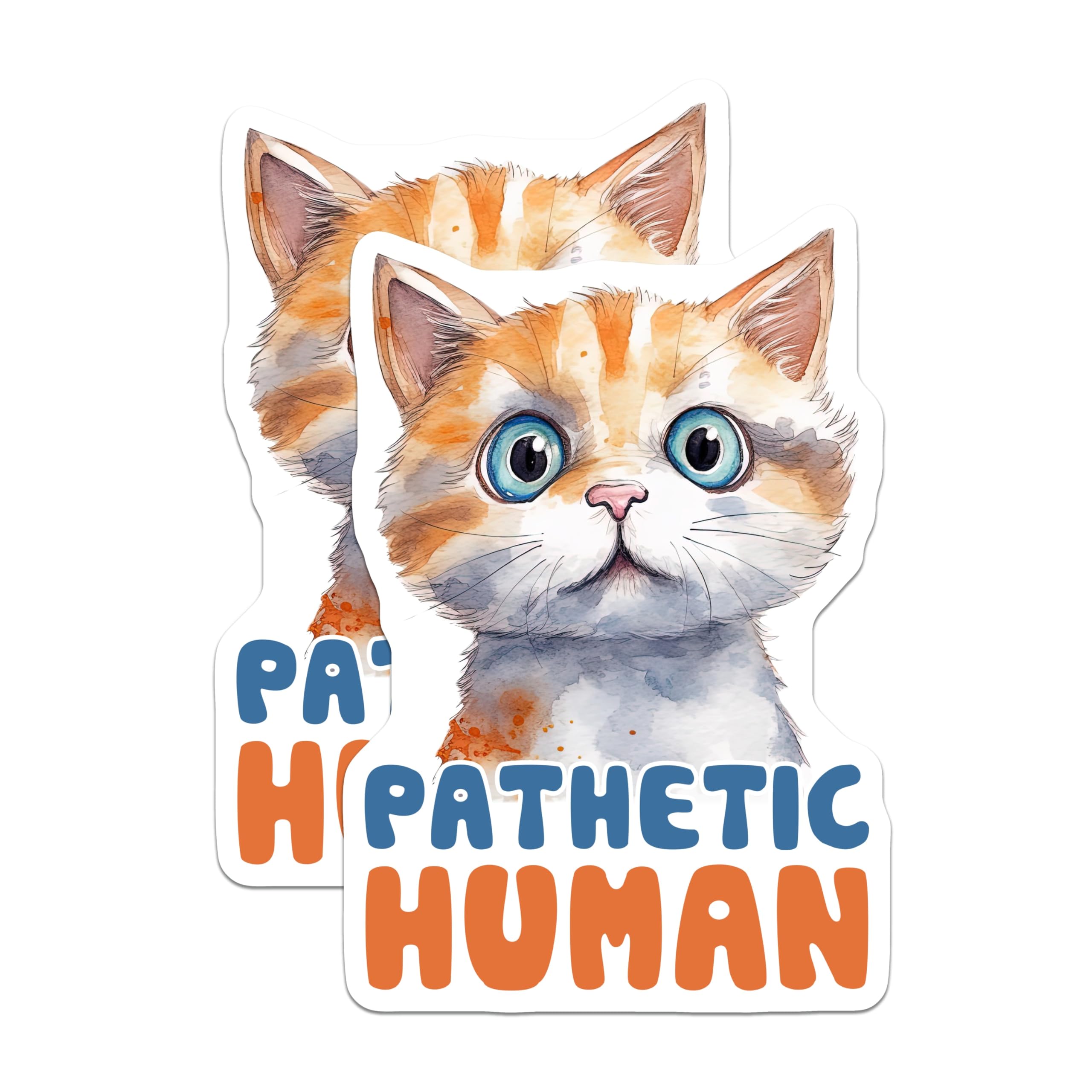 (2 Pack) Pathetic Human Cat Magnets - Funny Cat Lover Decor - Sarcastic Pet Magnets - 5" On Longest Side - Premium Magnet - for Cars, Refrigerators, Toolboxes, Lockers - Made in USA - MAG16227