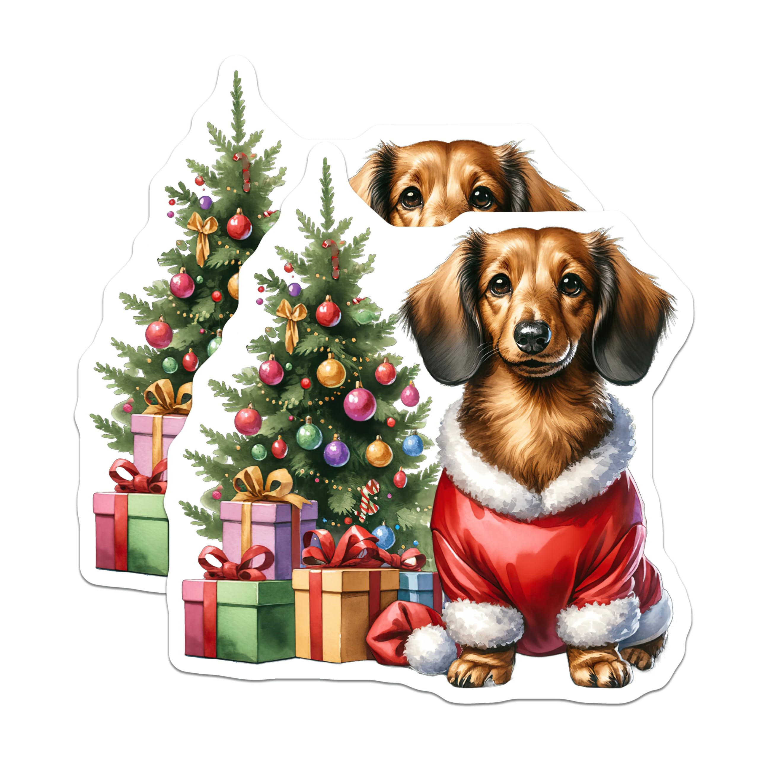 (2 Pack) Christmas Dachshund Magnets - Santa Dog Holiday Decor - Wiener Dog Lover Refrigerator Magnets - 5 Inches On Longest Side - Thick Durable Magnet - Made in USA - MAG26552