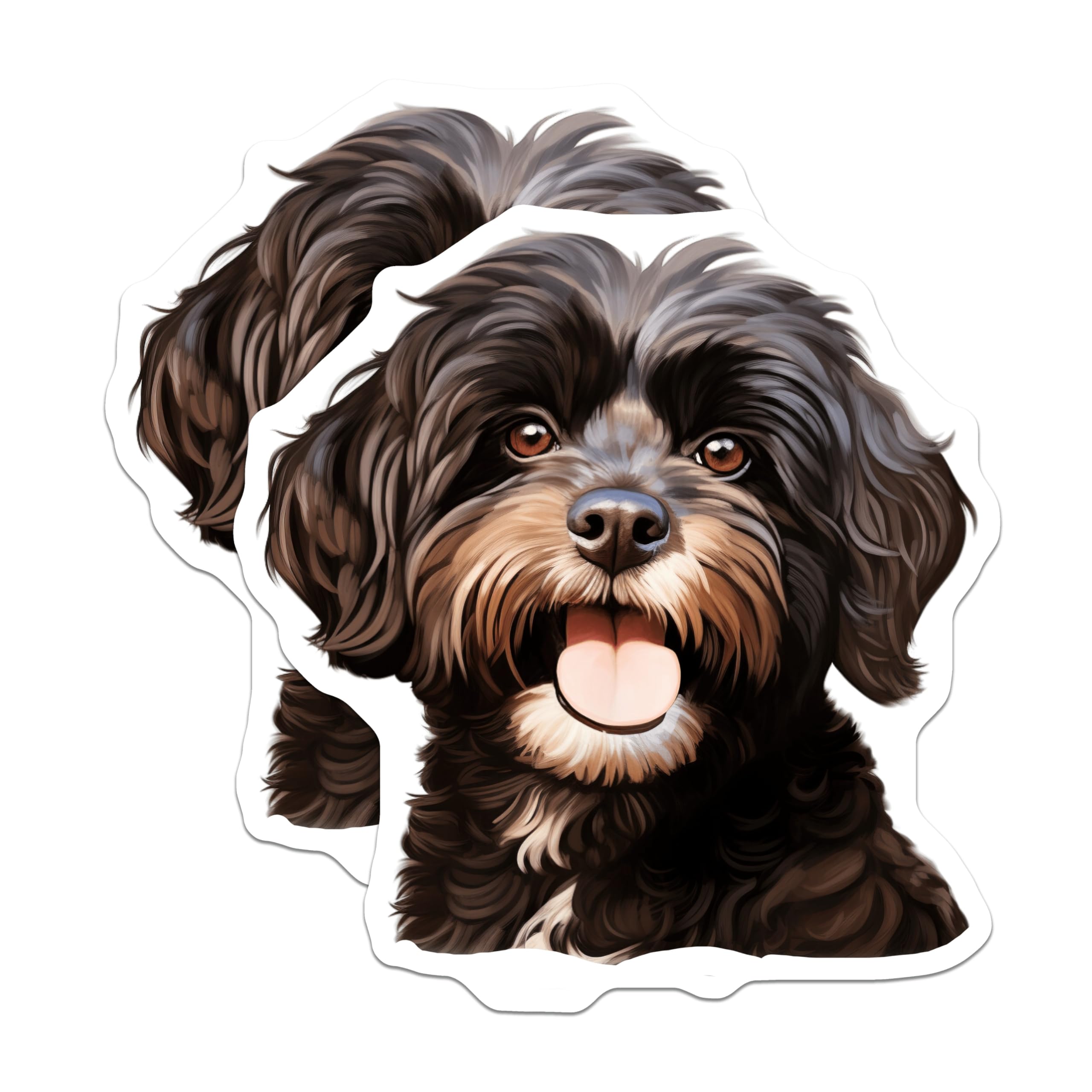 (2 Pack) Happy Doodle Dog Magnets - Fluffy Dog Face Art - Pet Lover Refrigerator Decor - 5 Inches On Longest Side - Thick Durable Magnet - Made in USA - MAG29063