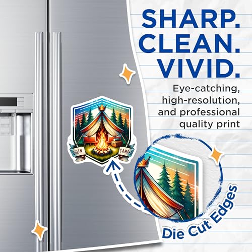 (2 Pack) Queen Camper Magnets - Camping Lovers - Outdoor Adventure - Summer Camp - Hiking Enthusiasts - 5" On Longest Side - for Cars, Fridges, Toolboxes - Made in USA - MAG6796