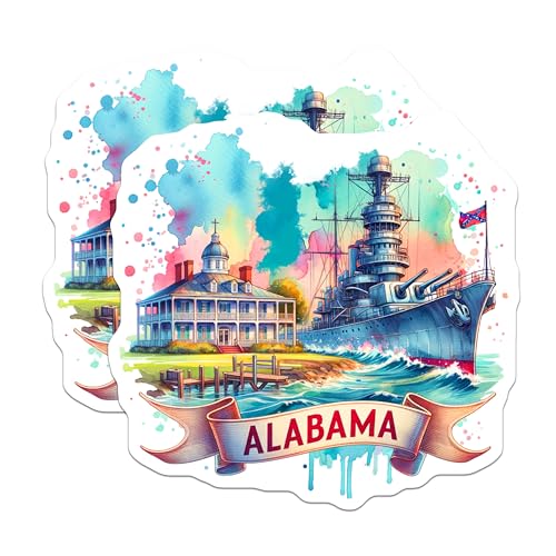 (2 Pack) Alabama Magnets - Vintage State Souvenir - Travel Keepsake for Fridge - 5" On Longest Side - for Cars, Fridges, Toolboxes - Made in USA - MAG7068