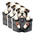 (3 Pack) Bulldog Decals - Cute Pocket Dog - Puppy Laptop Stickers - 3 Inches On Longest Side - Easy Peel & Apply - Made in USA - 3MCS2730