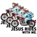 (3 Pack) Jesus Rides with Me Decals - Religious Biker Stickers - Laptop Decal - 3 Inches On Longest Side - Easy Peel & Apply - Made in USA - 3MCS0957