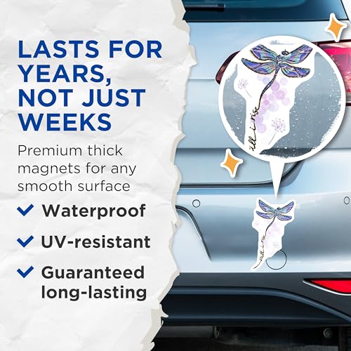 (2 Pack) Dragonfly Art Magnets - Inspirational Quote Magnets - Unique Home Magnet - Dragonfly Refrigerator Magnets - 5" On Longest Side - for Cars, Fridges, Toolboxes - Made in USA - MAG4192