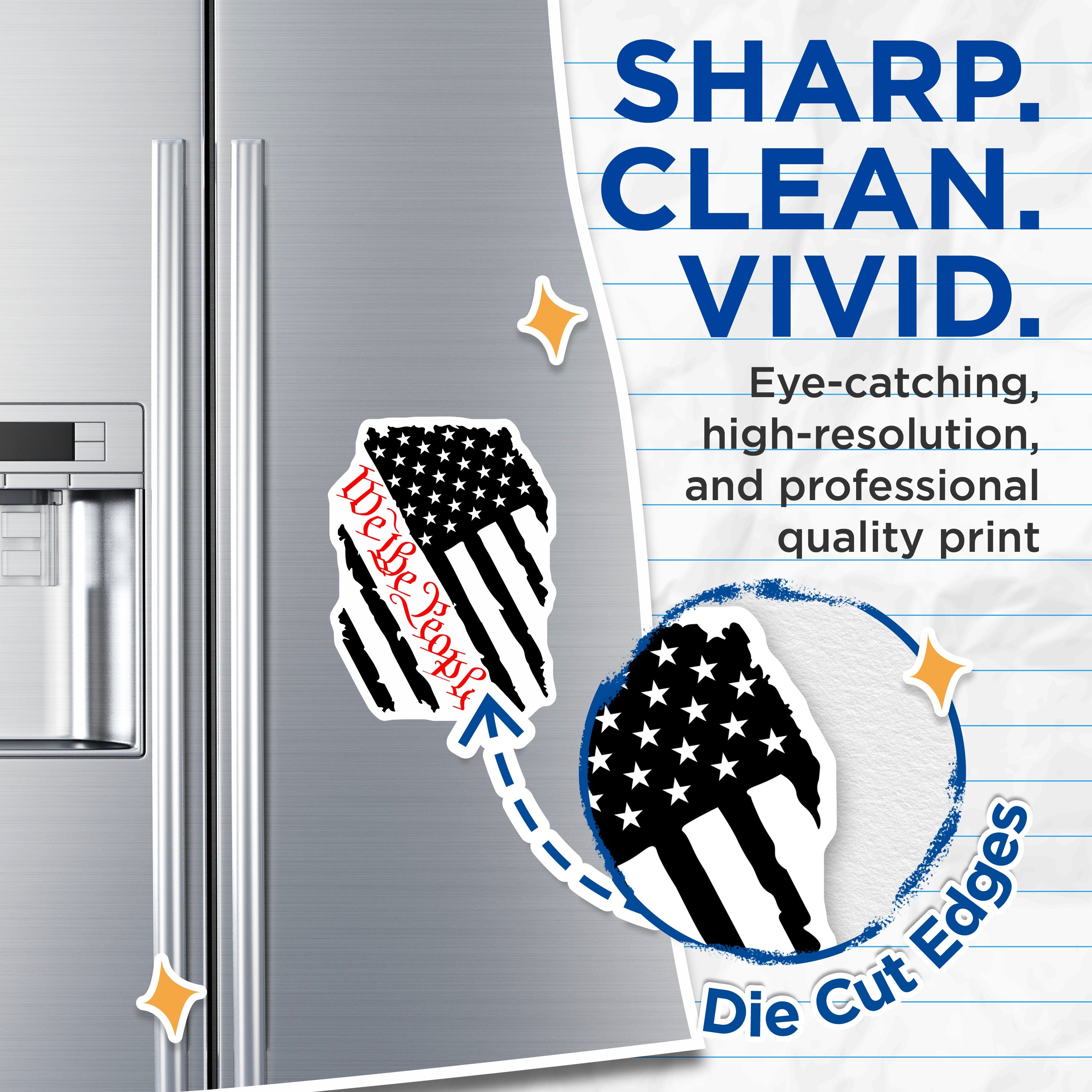 (2 Pack) We The People Magnets - Distressed American Flag - Constitutional Freedom Decor - 5 Inches On Longest Side - Thick Durable Magnet - Made in USA - MAG39443