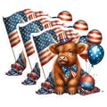 (3 Pack) Patriotic Highland Cow Decals - USA Flag Decal - Cute Animal Decal- 3 Inches On Longest Side - Easy Peel & Apply - Made in USA - 3MCS5097