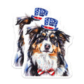 (2 Pack) Patriotic Australian Shepherd Magnets - American Flag Dog Decor - Fourth of July Home Accent - 5 Inches On Longest Side - Thick Durable Magnet - Made in USA - MAG38660