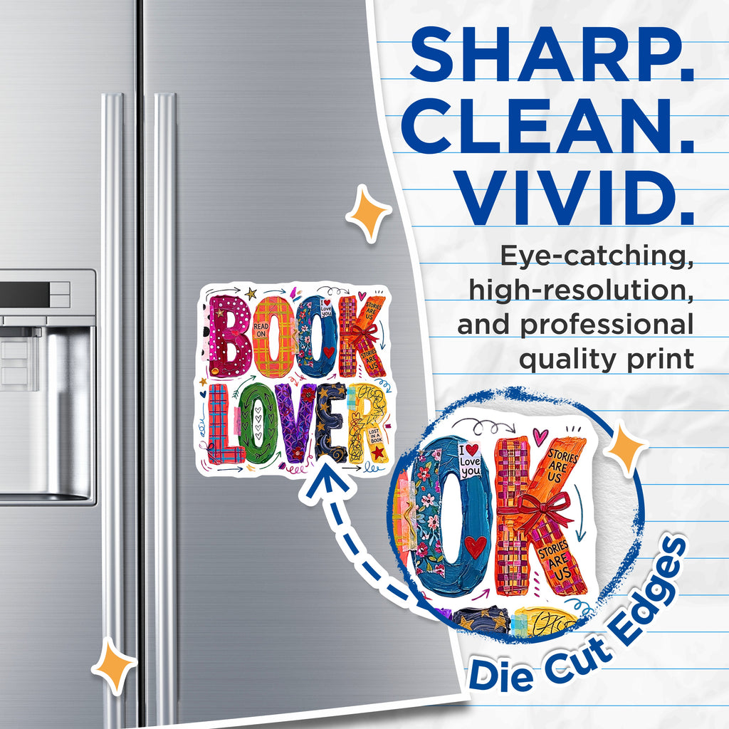 (2 Pack) Book Lover Magnets - Reader Literary Decor - Bibliophile Art Fridge Accent - Teacher Appreciation Present - 5 Inches On Longest Side - Thick Durable Magnet - Made in USA - MAG36015
