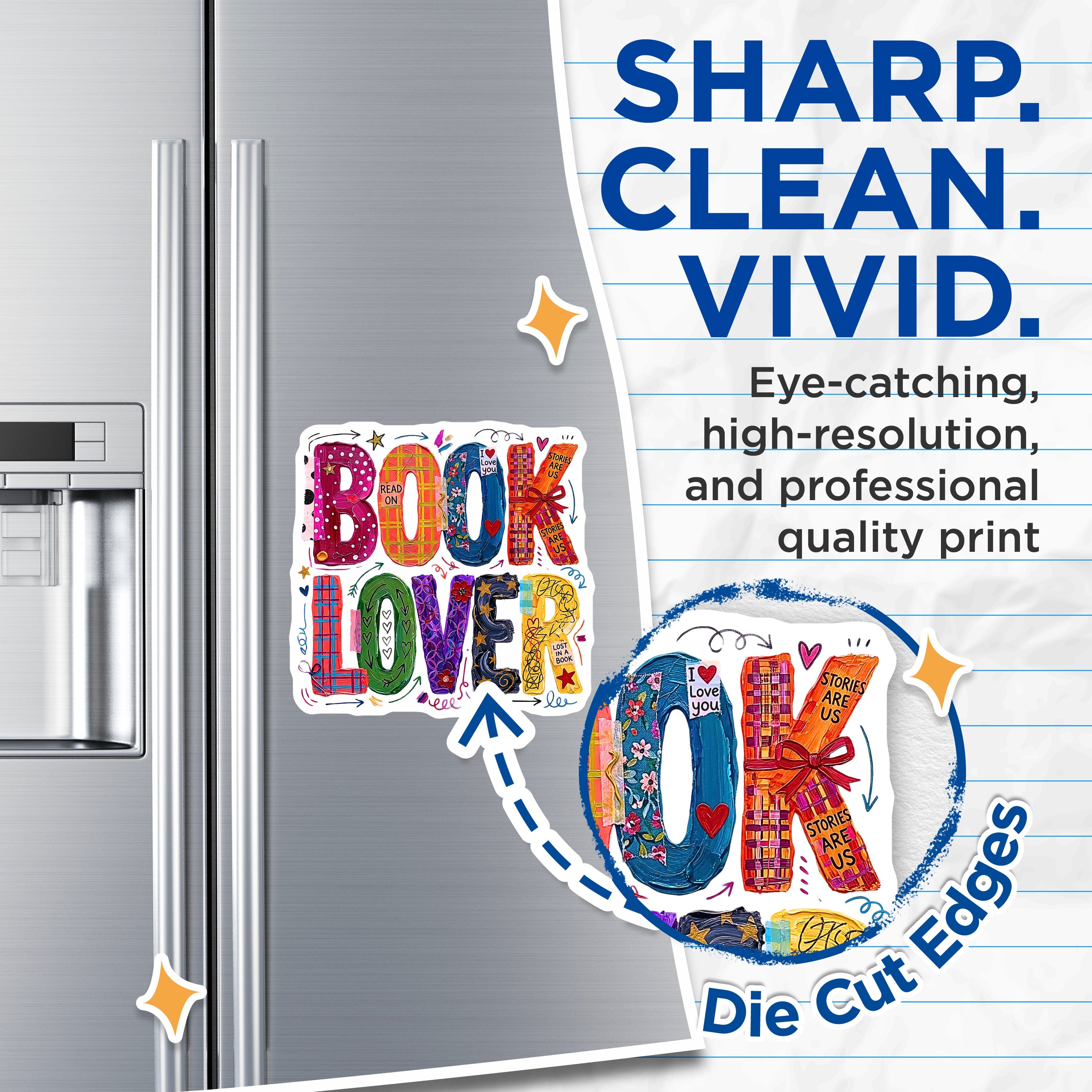 (2 Pack) Book Lover Magnets - Reader Literary Decor - Bibliophile Art Fridge Accent - Teacher Appreciation Present - 5 Inches On Longest Side - Thick Durable Magnet - Made in USA - MAG36015