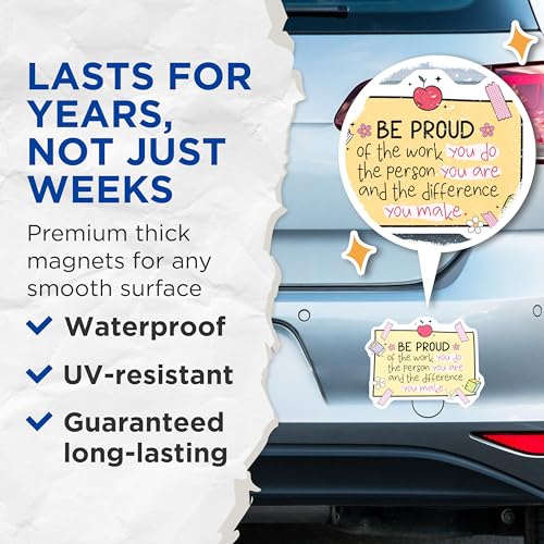 (2 Pack) Be Proud Magnets - Inspirational Quote - Motivational Sign Magnet - Positive Thinking Magnet - 5" On Longest Side - for Cars, Fridges, Toolboxes - Made in USA - MAG4434