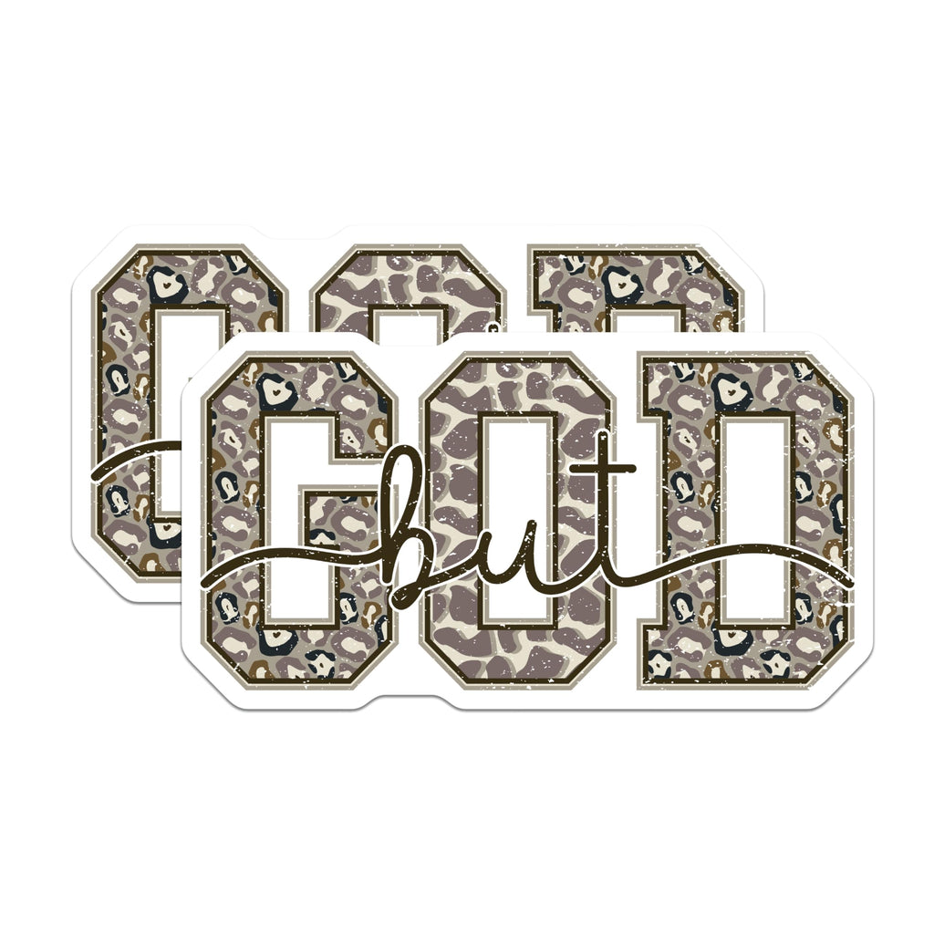 (2 Pack) GOD but Magnets - Leopard Print Cross Design - Christian Faith Inspirational Decor - 5 Inches On Longest Side - Thick Durable Magnet - Made in USA - MAG23468
