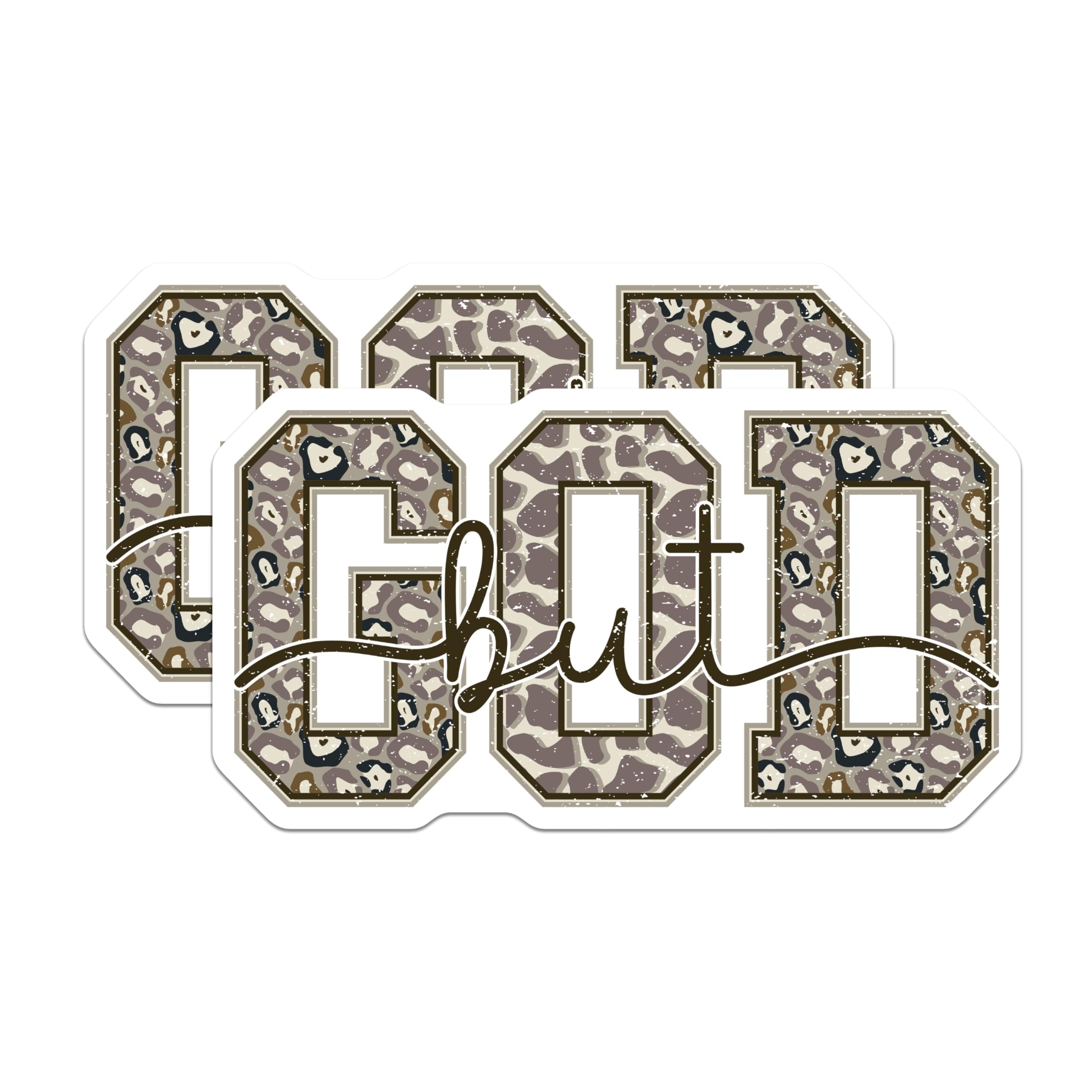 (2 Pack) GOD but Magnets - Leopard Print Cross Design - Christian Faith Inspirational Decor - 5 Inches On Longest Side - Thick Durable Magnet - Made in USA - MAG23468
