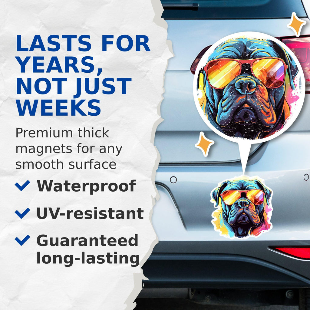 (2 Pack) Cane Corso Dog Magnets - Cane Corso with Sunglasses - Choose FromOver 100 Dog Breeds - 5" On Longest Side - Premium Magnet - Made in USA - MAG0332