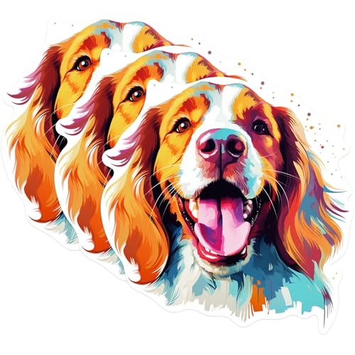(3 Pack) Brittany Spaniel Decals - Dog Breed Stickers - Laptop Decal - Dog Lover Gift - 3 Inches On Longest Side - Easy Peel & Apply - Made in USA - 3MCS0850