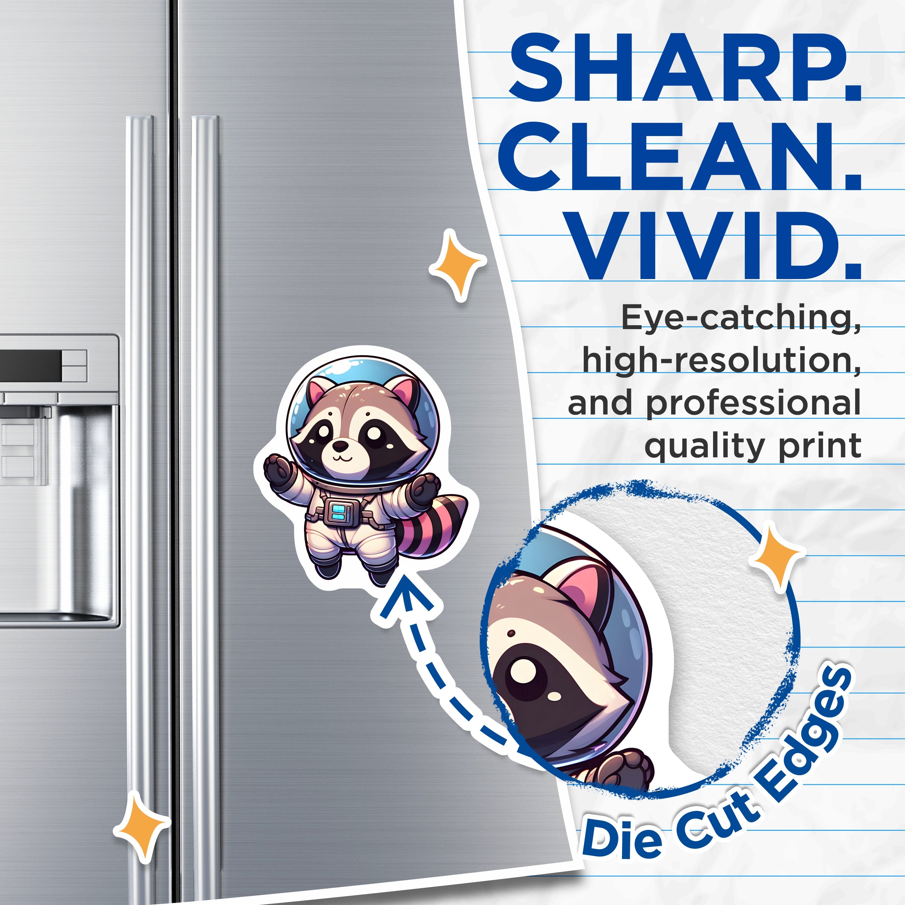 (2 Pack) Raccoon Astronaut Magnets - Cute Animal Fridge Decor - Space Lover Science Gift - Kawaii Locker Accessory - Whimsical Art Piece - 5" - Durable Magnet - Made in USA - MAG37854