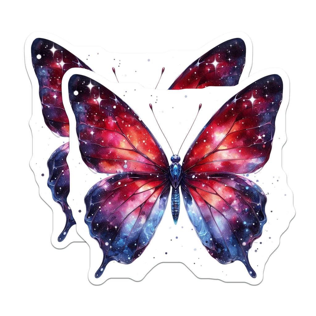 (2 Pack) Galaxy Butterfly Magnets - Celestial Fridge Decor - Cosmic Art Magnet - Aesthetic Locker Decoration - 5 Inches On Longest Side - Thick Durable Magnet - Made in USA - MAG36463
