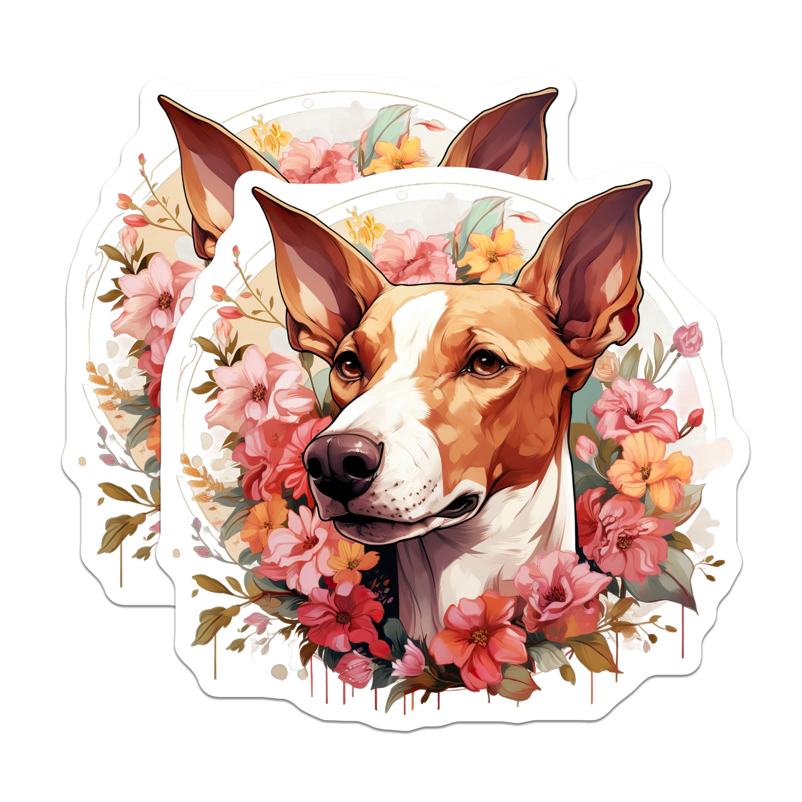 (2 Pack) Floral Dog Art Magnets - Pet Lover Decor - Animal Kitchen Accents for Dog Parents - 5 Inches On Longest Side - Thick Durable Magnet - Made in USA - MAG26789