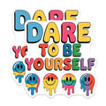 (2 Pack) Dare to Be Yourself Magnets - Positivity Magnets for Office - Colorful Fridge Magnets - LGBTQ Inclusive Magnets - 5" On Longest Side - for Cars, Fridges, Toolboxes - Made in USA - MAG3900