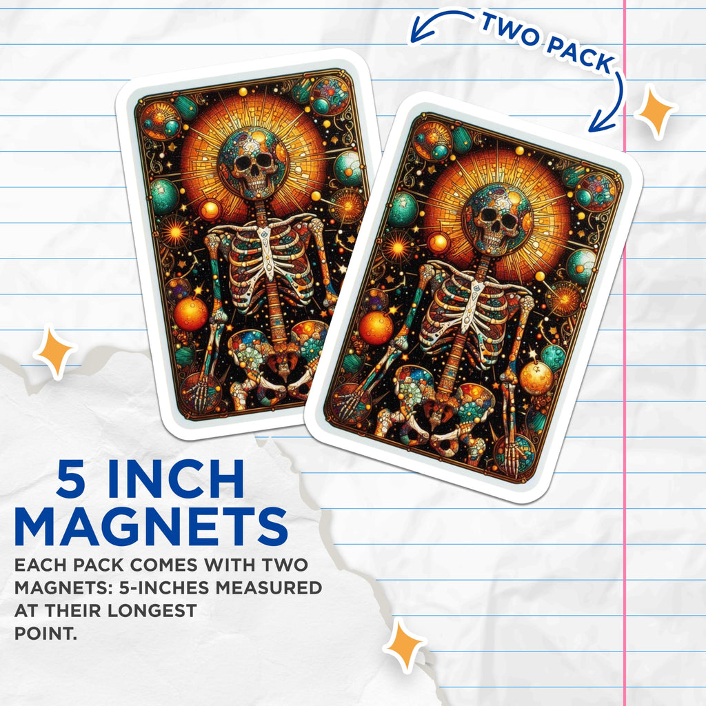 (2 Pack) Cosmic Skeleton Magnets - Celestial Universe Anatomy - Intricate Mosaic Art - Spiritual Space Decor - 5 Inches On Longest Side - Thick Durable Magnet - Made in USA - MAG23013