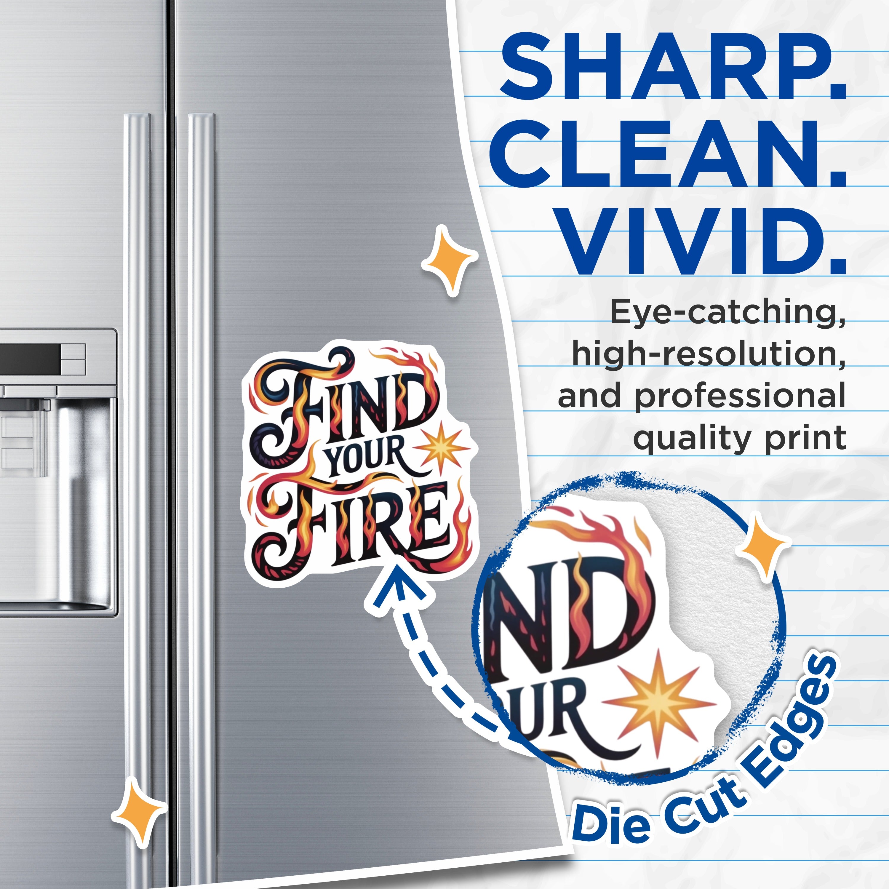 (2 Pack) Find Your Fire Magnets - Motivational Fridge Decor - Empowering Quote Locker - Inspirational Saying Refrigerator - 5 Inches On Longest Side - Thick Durable Magnet - Made in USA - MAG39245