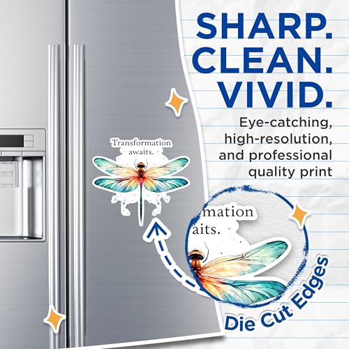 (2 Pack) Dragonfly Art Magnets - Inspirational Quote Magnets - Transformation Awaits DÃƒÂ©cor Magnets- 5" On Longest Side - for Fridges, Toolboxes, Cars - Made in USA - MAG2693