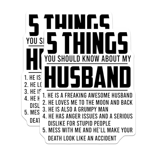 (2 Pack) Funny Husband Stickers - Hilarious Marriage Stickers - Husband Appreciation Stickers - 5" On Longest Side - Sticks to Smooth Flat Surfaces - Made in USA - BMCS4671