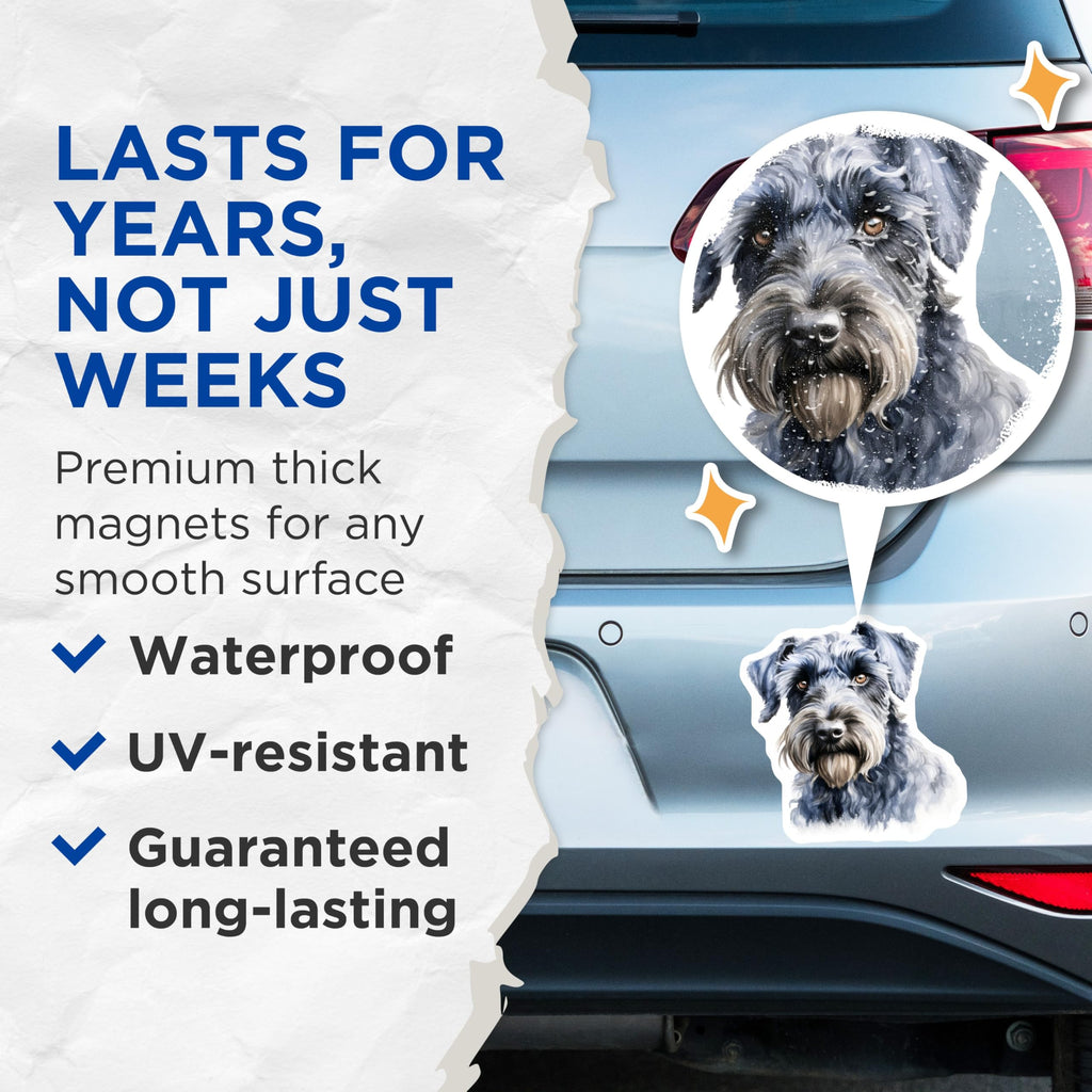 (2 Pack) Schnauzer Magnets - Watercolor Dog Art - Dog Lover Fridge Decor - 5 Inches On Longest Side - Thick Durable Magnet - Made in USA - MAG26763