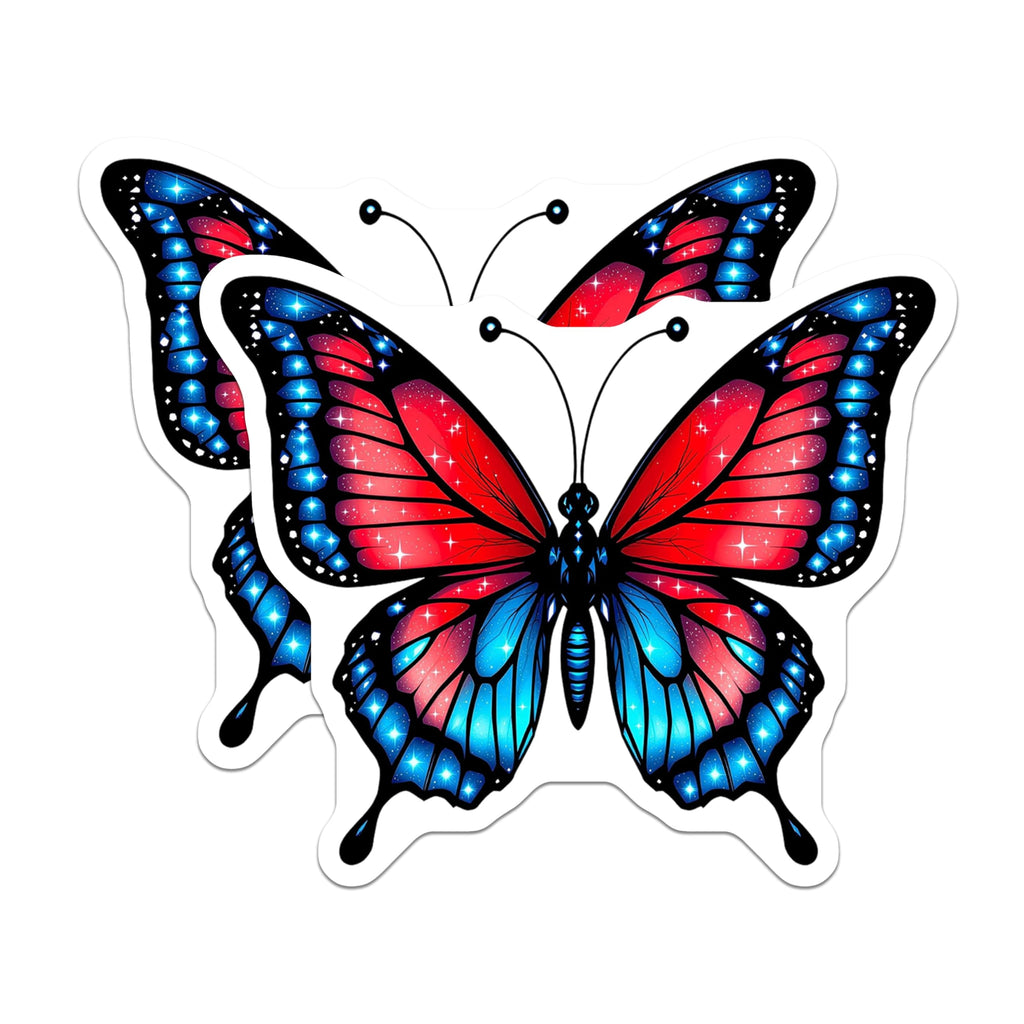 (2 Pack) Butterfly Magnets - Red and Blue Insect - Fantasy Art Decor Magnets - 5" On Longest Side - Premium Magnet - for Cars, Refrigerators, Toolboxes, Lockers - Made in USA - MAG15068