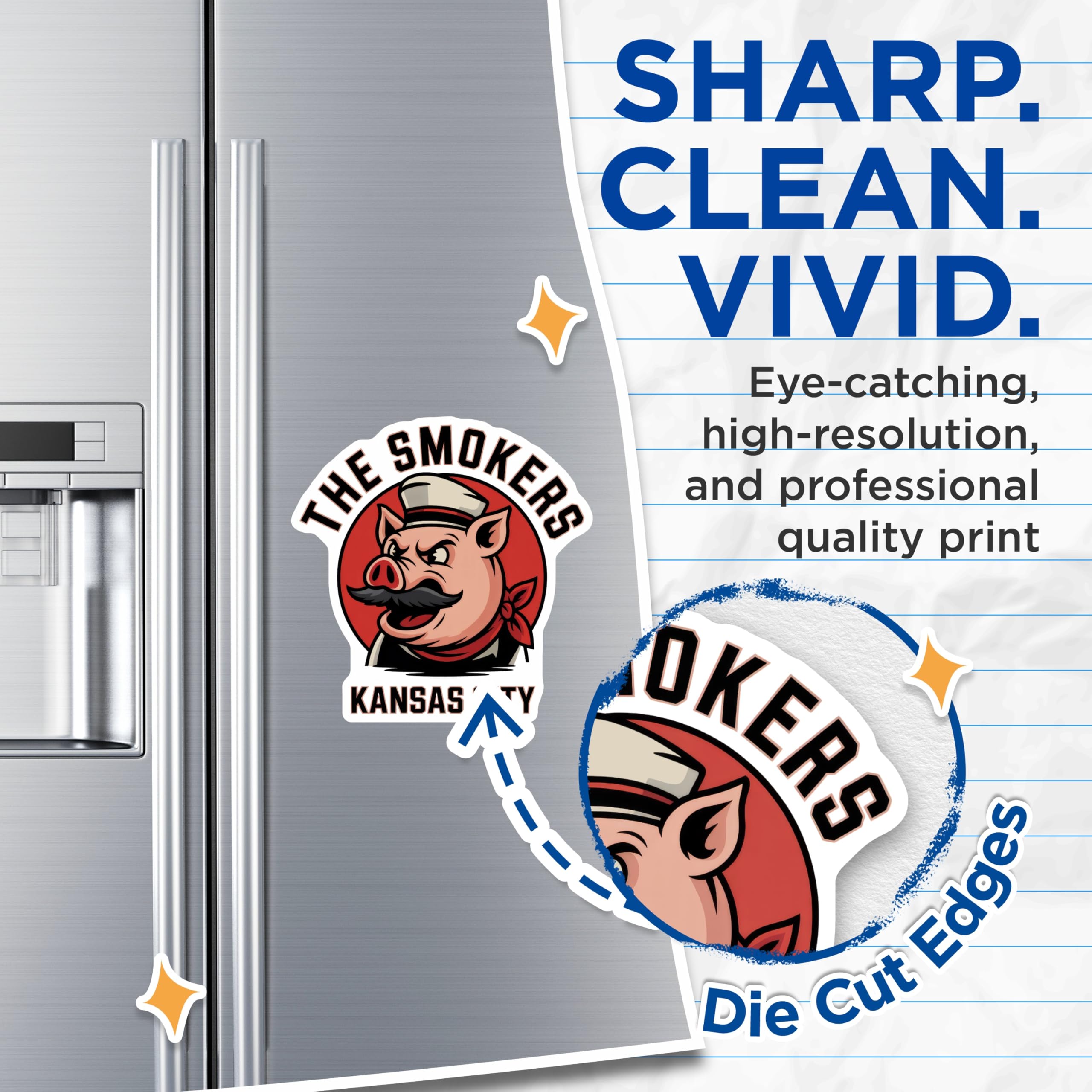(2 Pack) The Smokers Magnets - Kansas City Pig - Quirky Fridge Decor - 5" On Longest Side - Premium Magnet - for Cars, Refrigerators, Toolboxes, Lockers - Made in USA - MAG17663