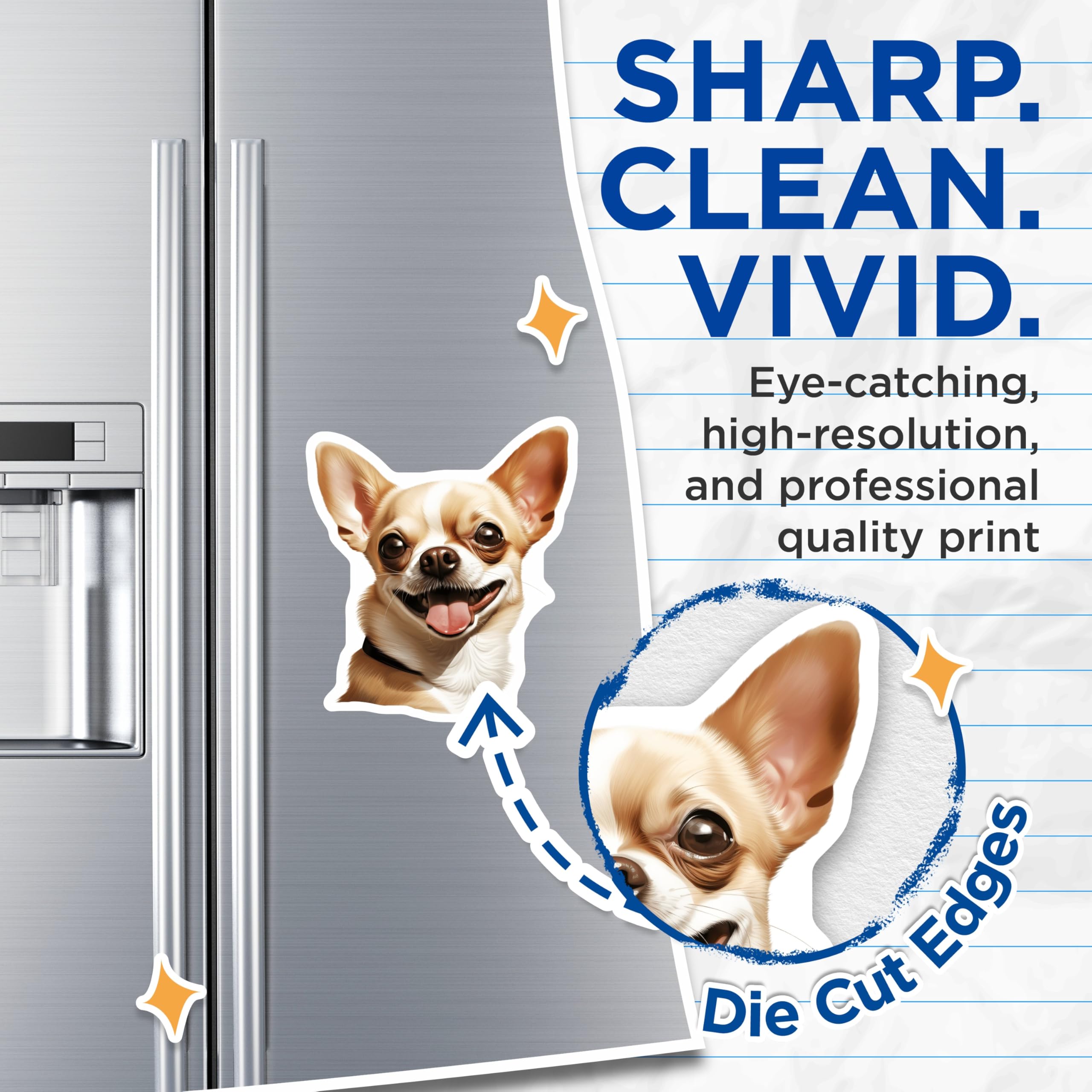 (2 Pack) Happy Chihuahua Magnets - Cute Dog Refrigerator Decor - Pet Owner Kitchen Accessories - Animal Lover Collectible - 5 Inches On Longest Side - Thick Durable Magnet - Made in USA - MAG26820