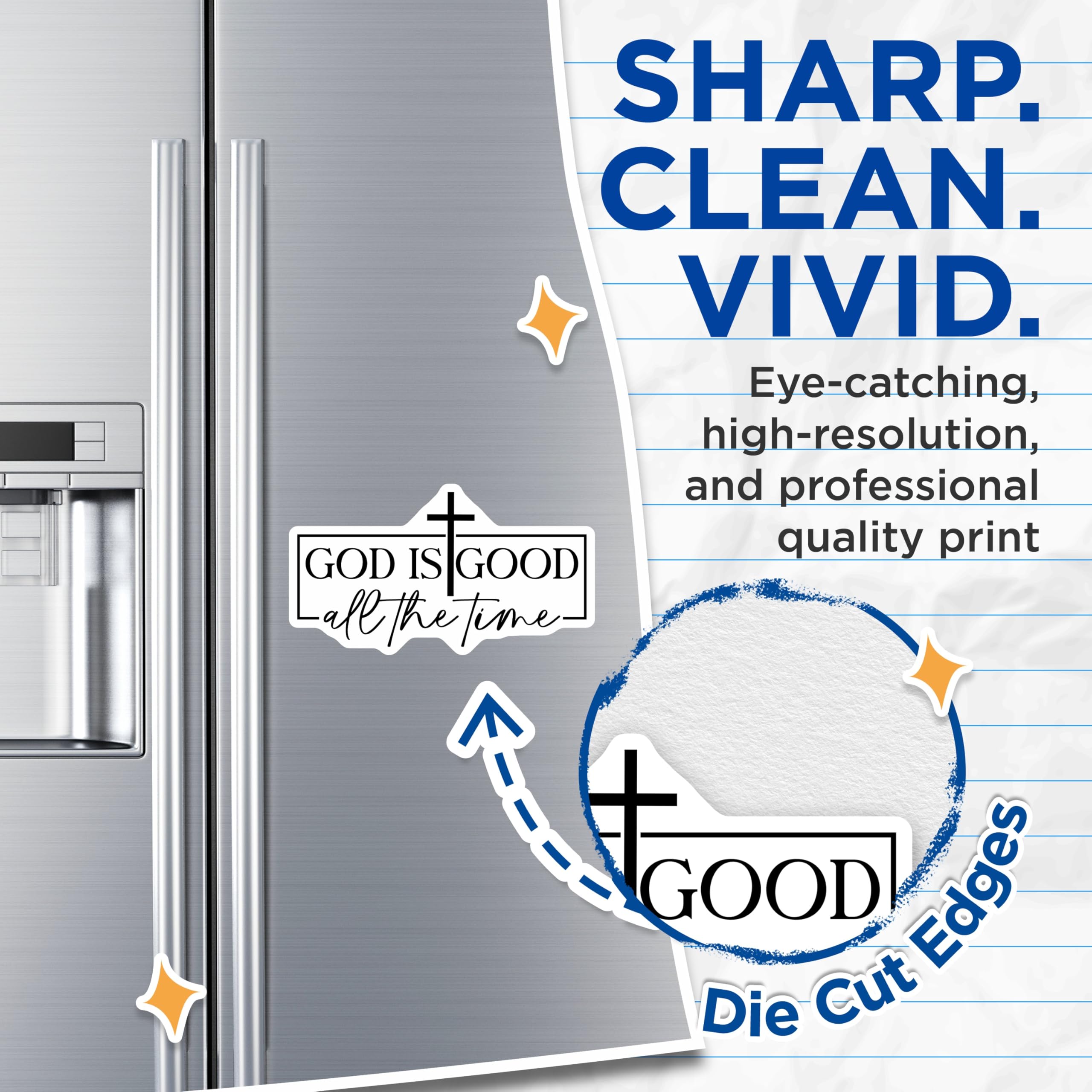 (2 Pack) God is Good Magnets - Christian Refrigerator Decor - Faith Inspiration Sticker for Locker - 5 Inches On Longest Side - Thick Durable Magnet - Made in USA - MAG29888
