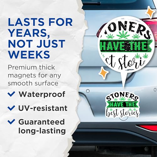 (2 Pack) Stoners Have The Best Stories Magnets Magnets - Cannabis Decor - Weed Enthusiast Gift - 5" On Longest Side - Made in USA - Sticks to Refrigerators & Metal Surfaces - MAG9228
