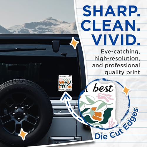 (2 Pack) Do Your Best Forget The Rest Stickers - Motivational Quote Stickers - Inspirational Floral Stickers - 5" On Longest Side - Sticks to Smooth Flat Surfaces - Made in USA - BMCS3836