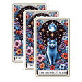 (3 Pack) Russian Blue Cat Decals - Celestial Kitty Art - Floral Laptop Decal - 3 Inches On Longest Side - Easy Peel & Apply - Made in USA - 3MCS0118