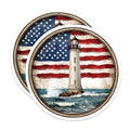 (2 Pack) Coastal Decor Magnet - American Flag Lighthouse - 5" On Longest Side - Sticks to Smooth Flat Surfaces - Made in USA - MAG9451