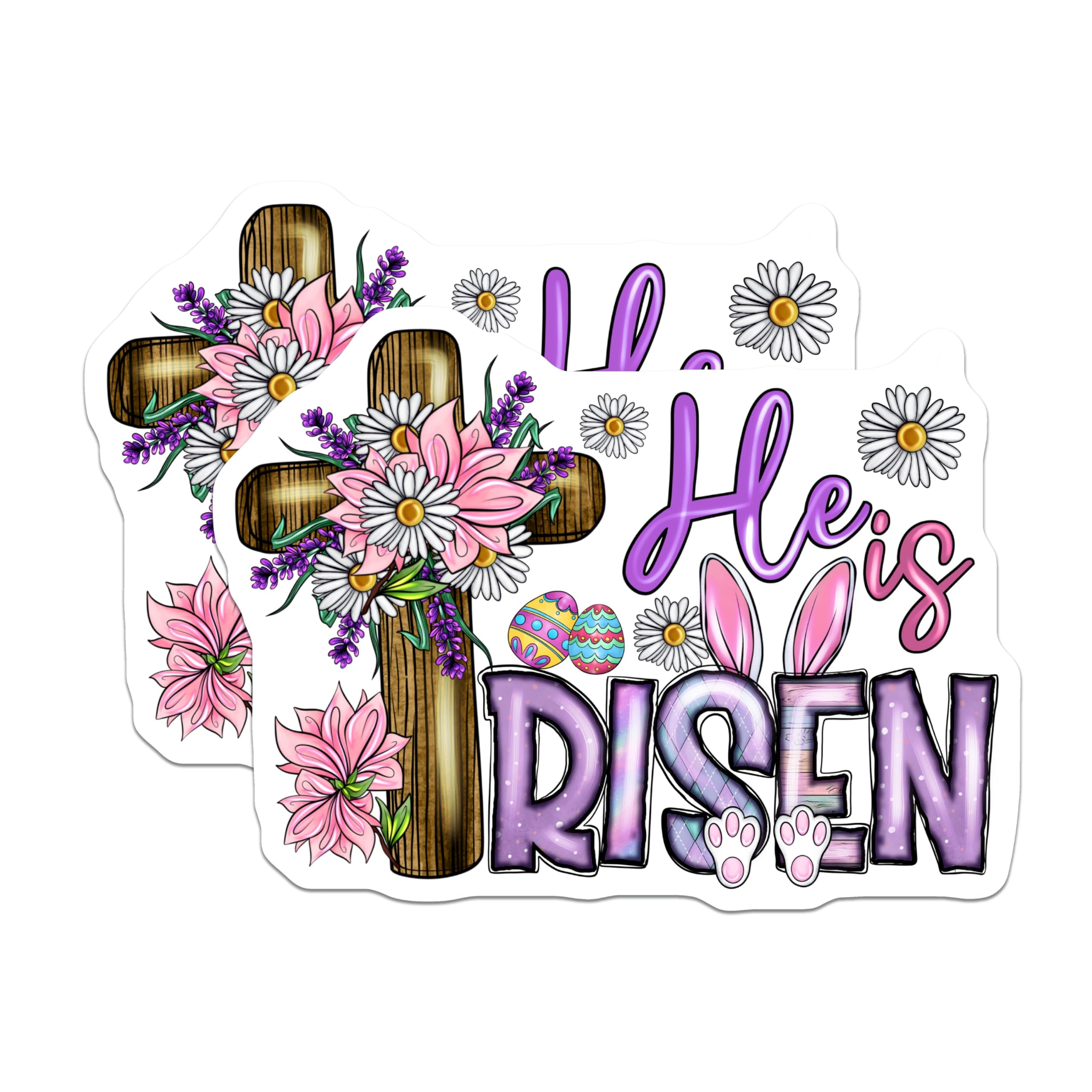 (2 Pack) He is Risen Easter Magnets - Christian Spring Decor - Faith Based Kitchen Accent - 5 Inches On Longest Side - Thick Durable Magnet - Made in USA - MAG27670