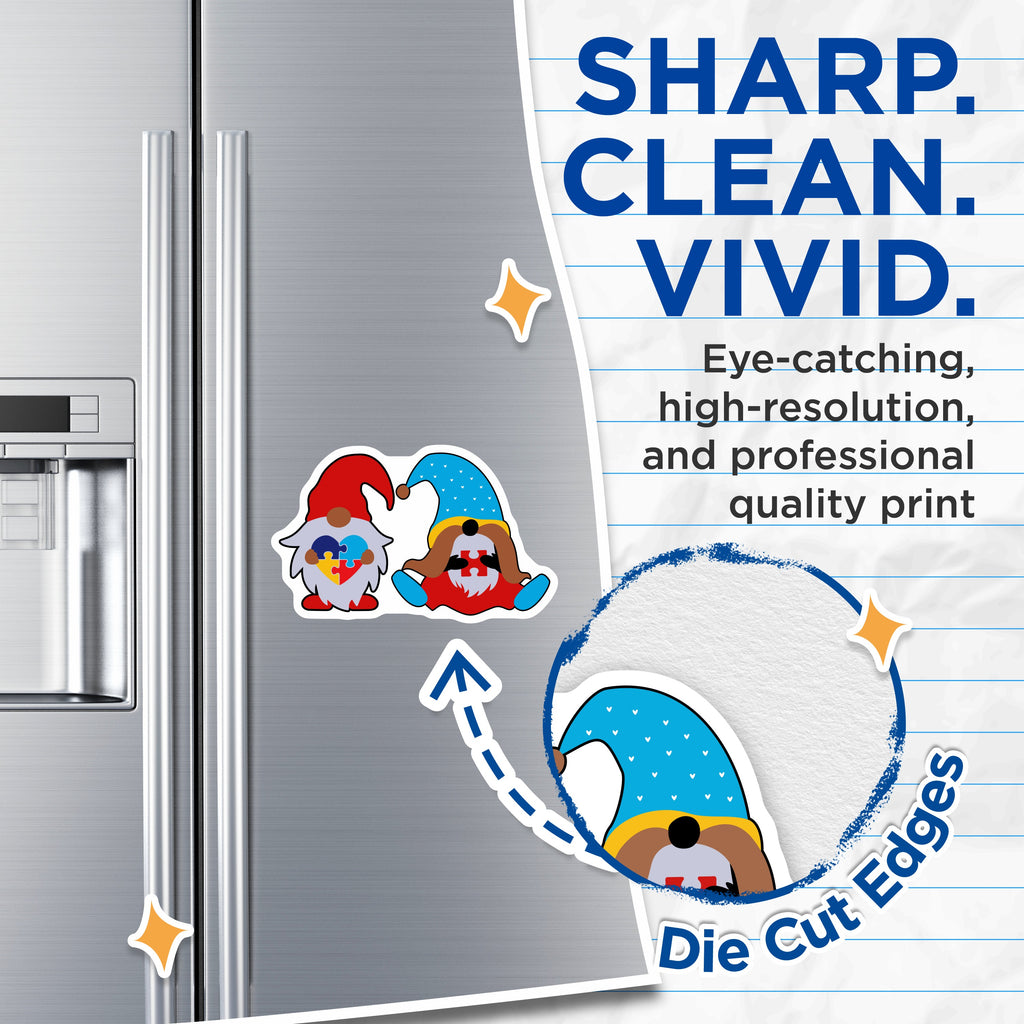 (2 Pack) Autism Awareness Gnome Magnets - Neurodiversity Puzzle Piece Support - Teacher Appreciation Locker Fridge Accent - 5 Inches On Longest Side - Thick Durable Magnet - Made in USA - MAG37112
