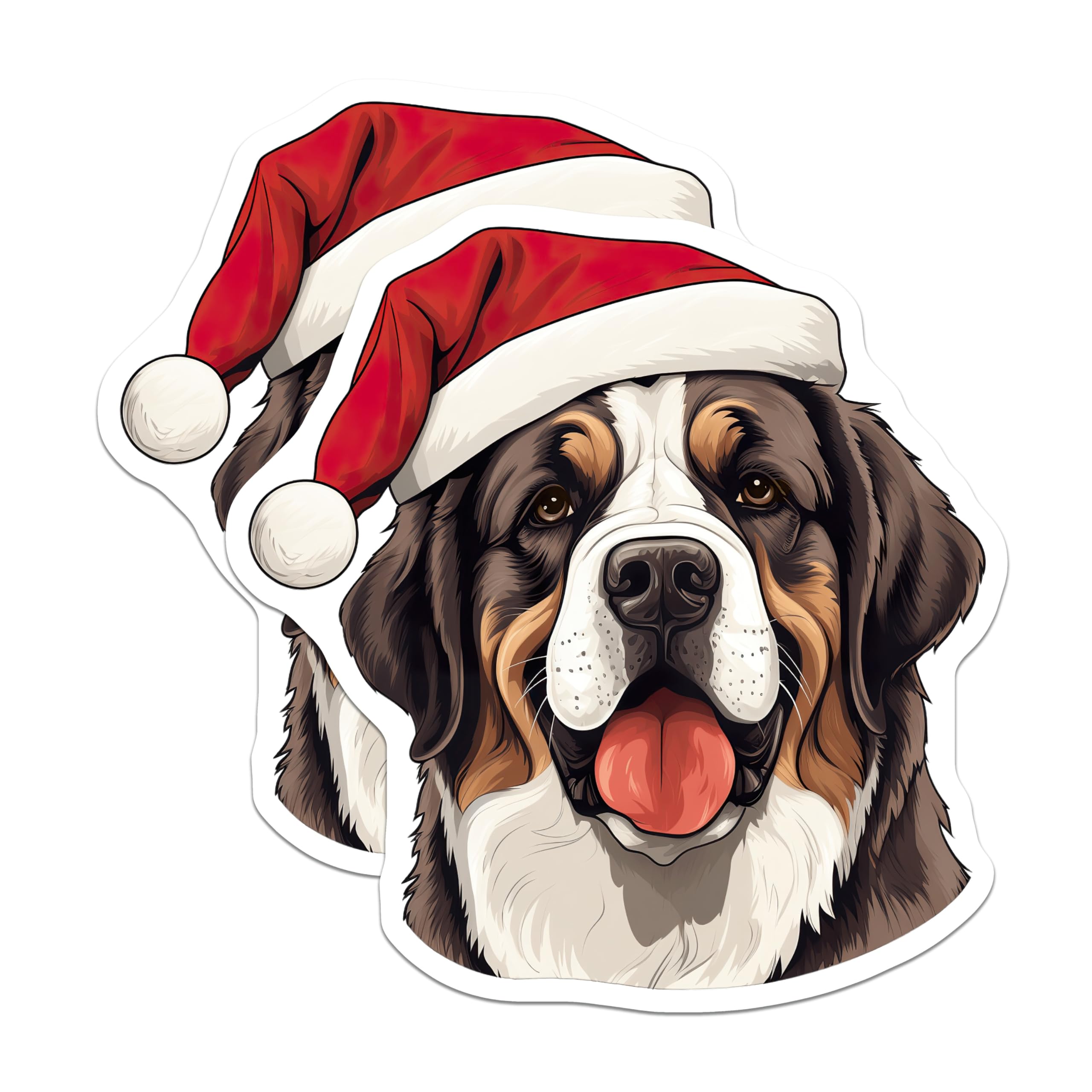 (2 Pack) Bernese Mountain Dog Magnets - Christmas Dog Decor - Holiday Pet Art - 5 Inches On Longest Side - Thick Durable Magnet - Made in USA - MAG25299